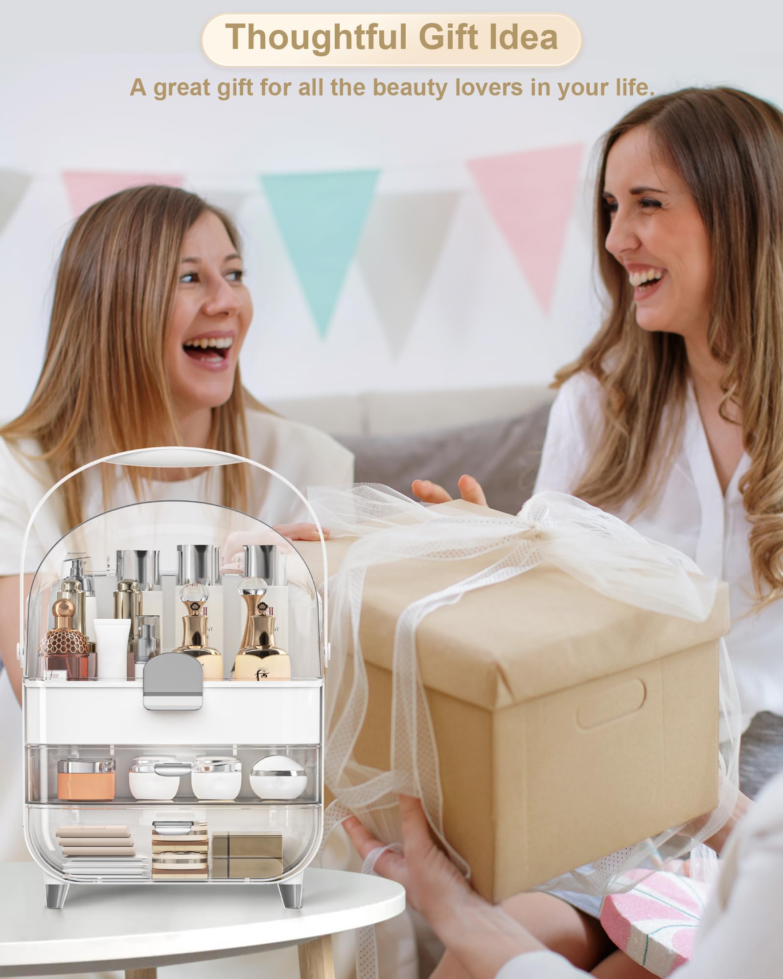 Anylady coffret maquillage compact sur le comptoir, prêt à l'emploi.