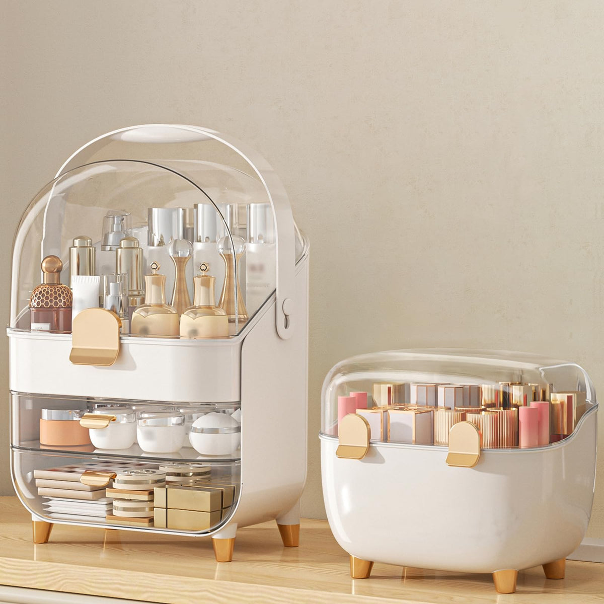 Anylady Organisateur maquillage avec porte-rouge à lèvres, élégant et pratique.