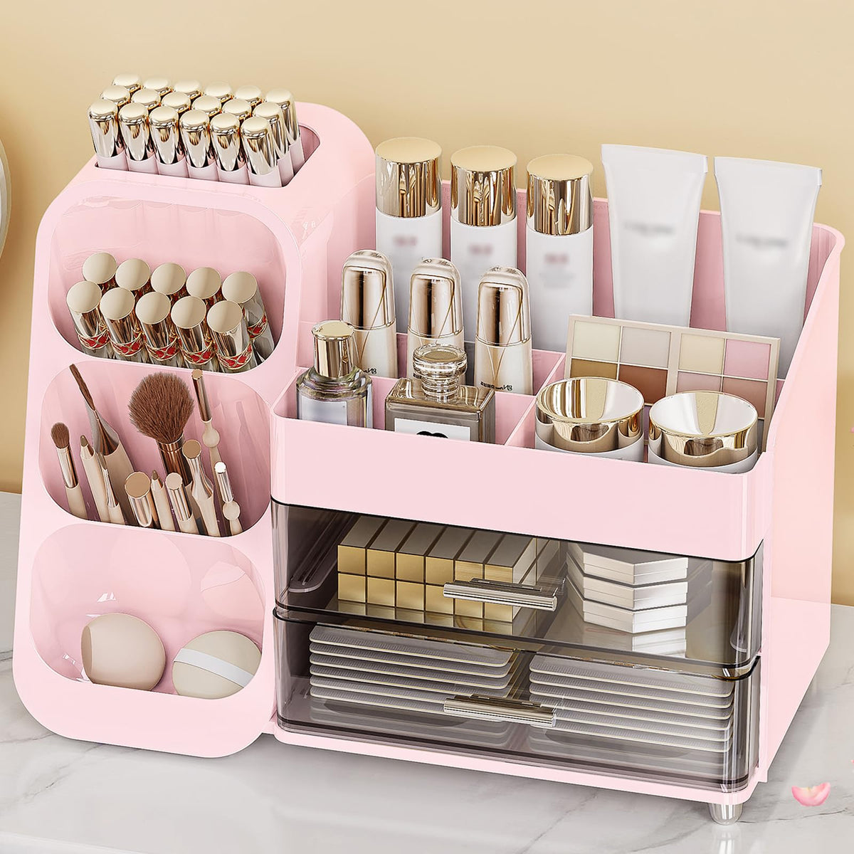 Anylady organisteur maquillage tiroirs rose, garde les produits en ordre et faciles d'accès.