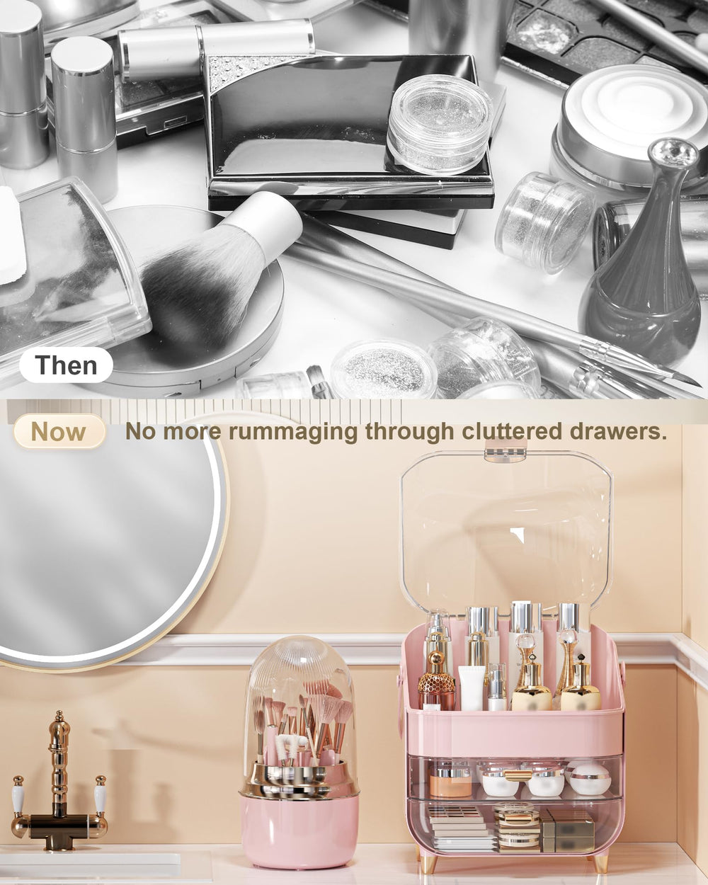 Anylady Organisateur plan de travail rose: rangement clair et accessible en un coup d oeil.