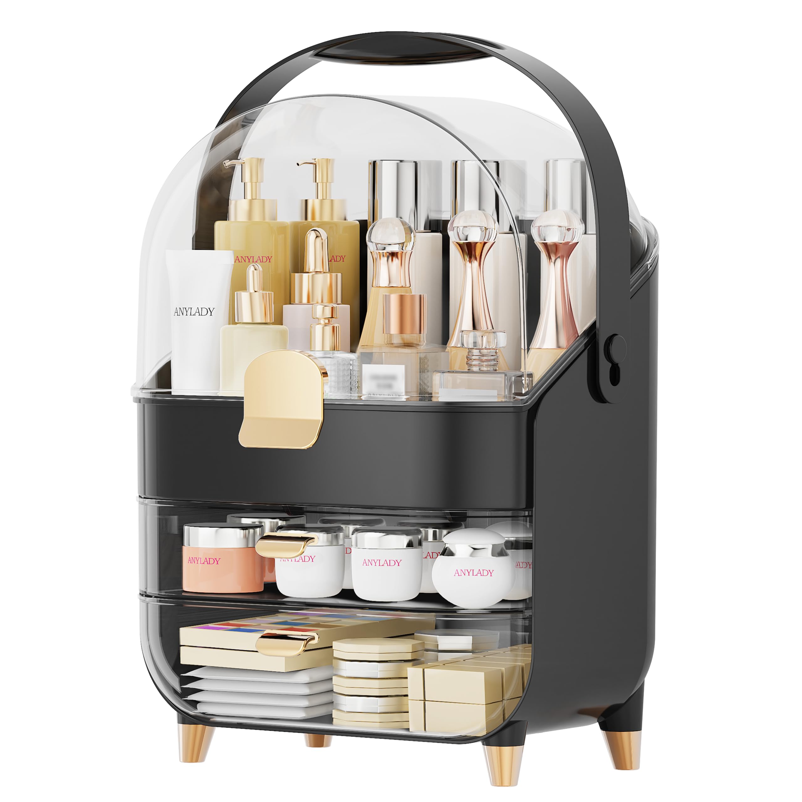 AnyLady organiseur-vanite-noir-design-modern, apporte style et organisation à votre coiffeuse.