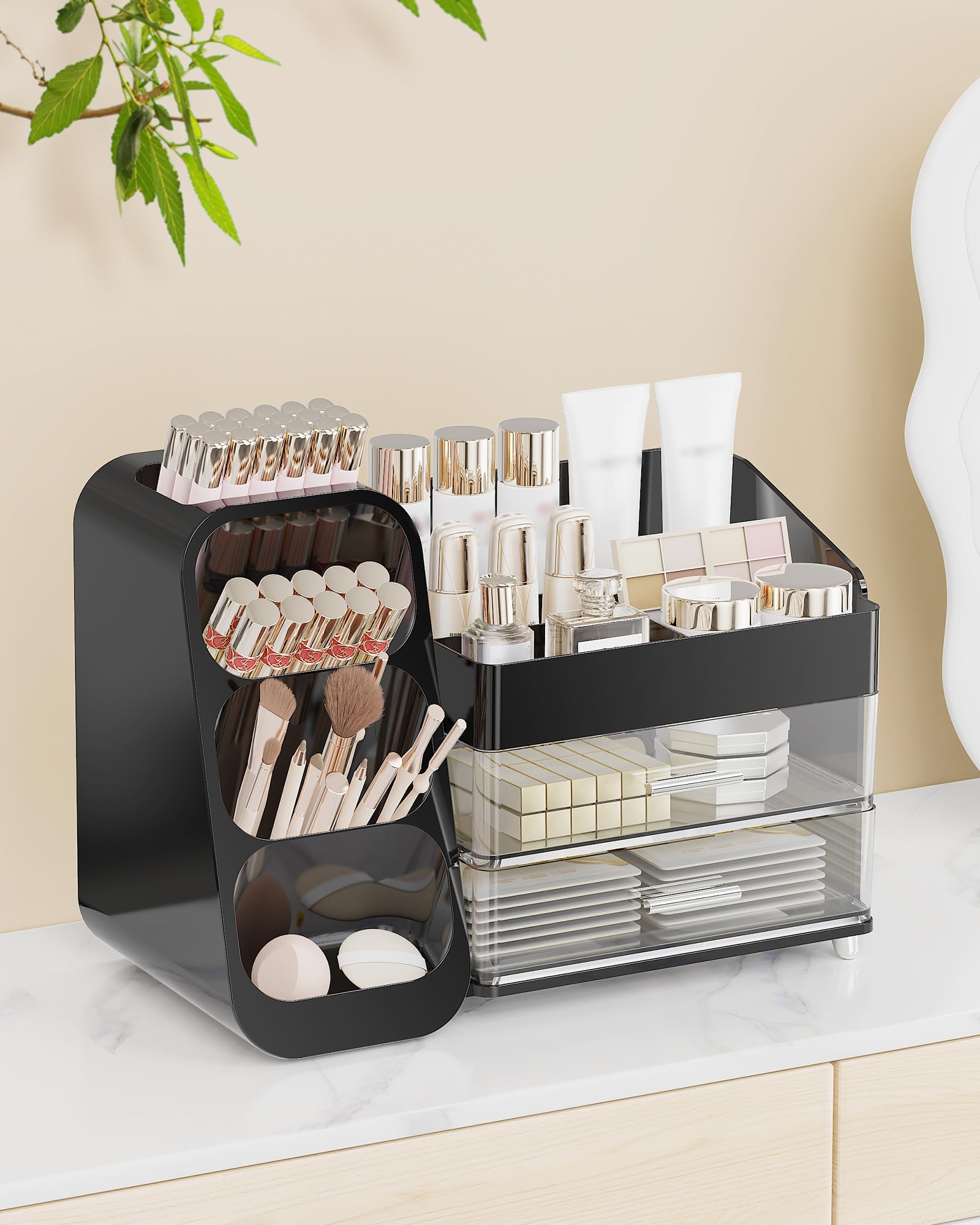 Anylady organisateur vanite plan de travail noir, gain de place.