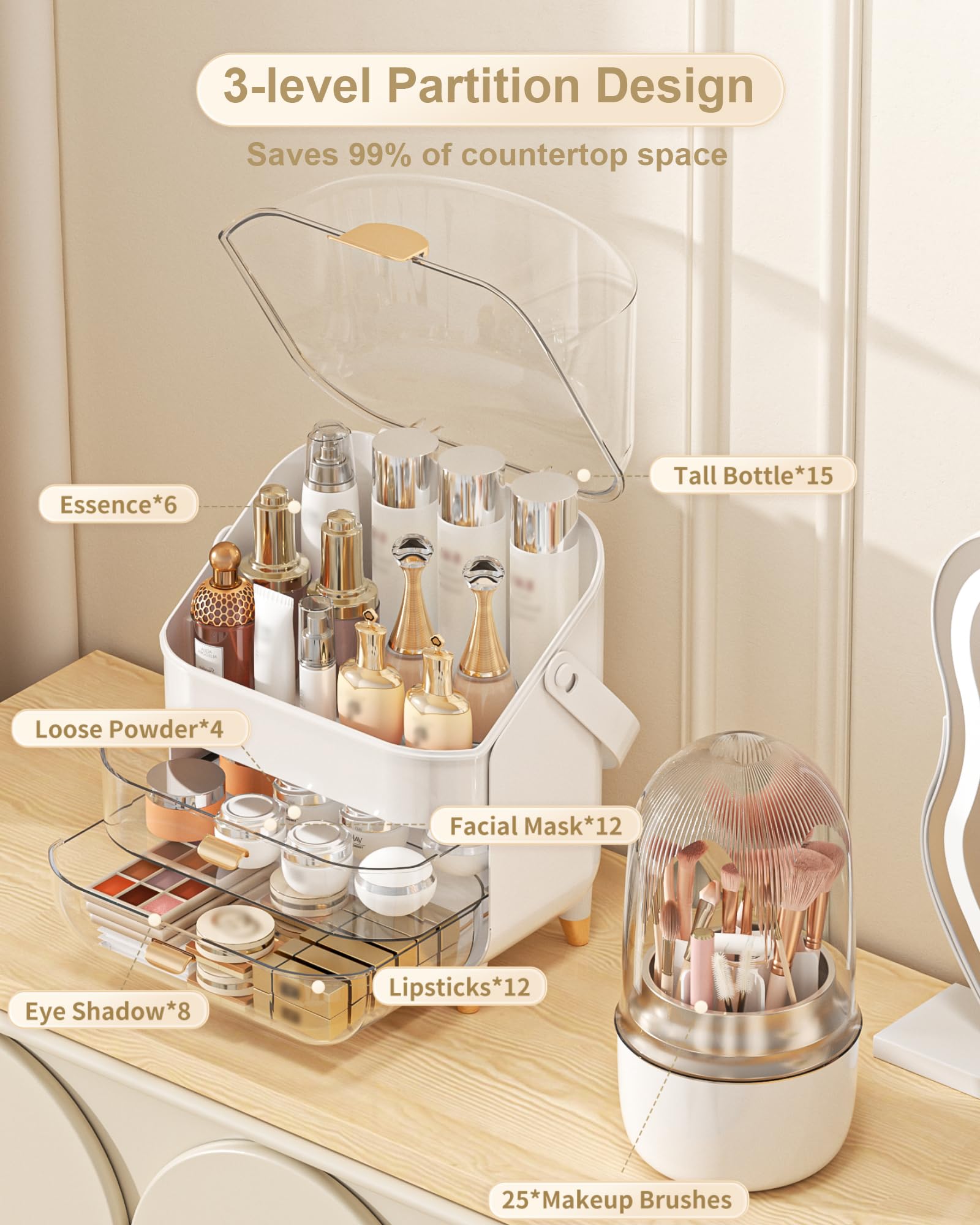 Anylady organise-cosmetiques-bijoux etageres, visibilité claire et rangement facilité.