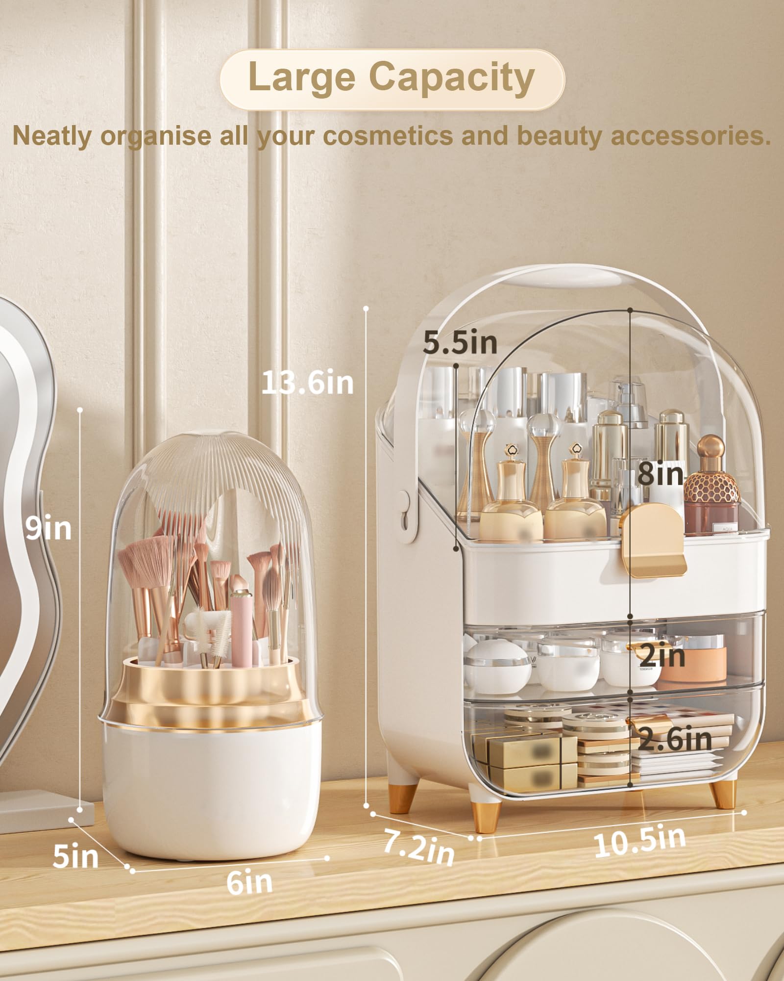 Anylady organiseur-soins-visage transparent haut, accès rapide.