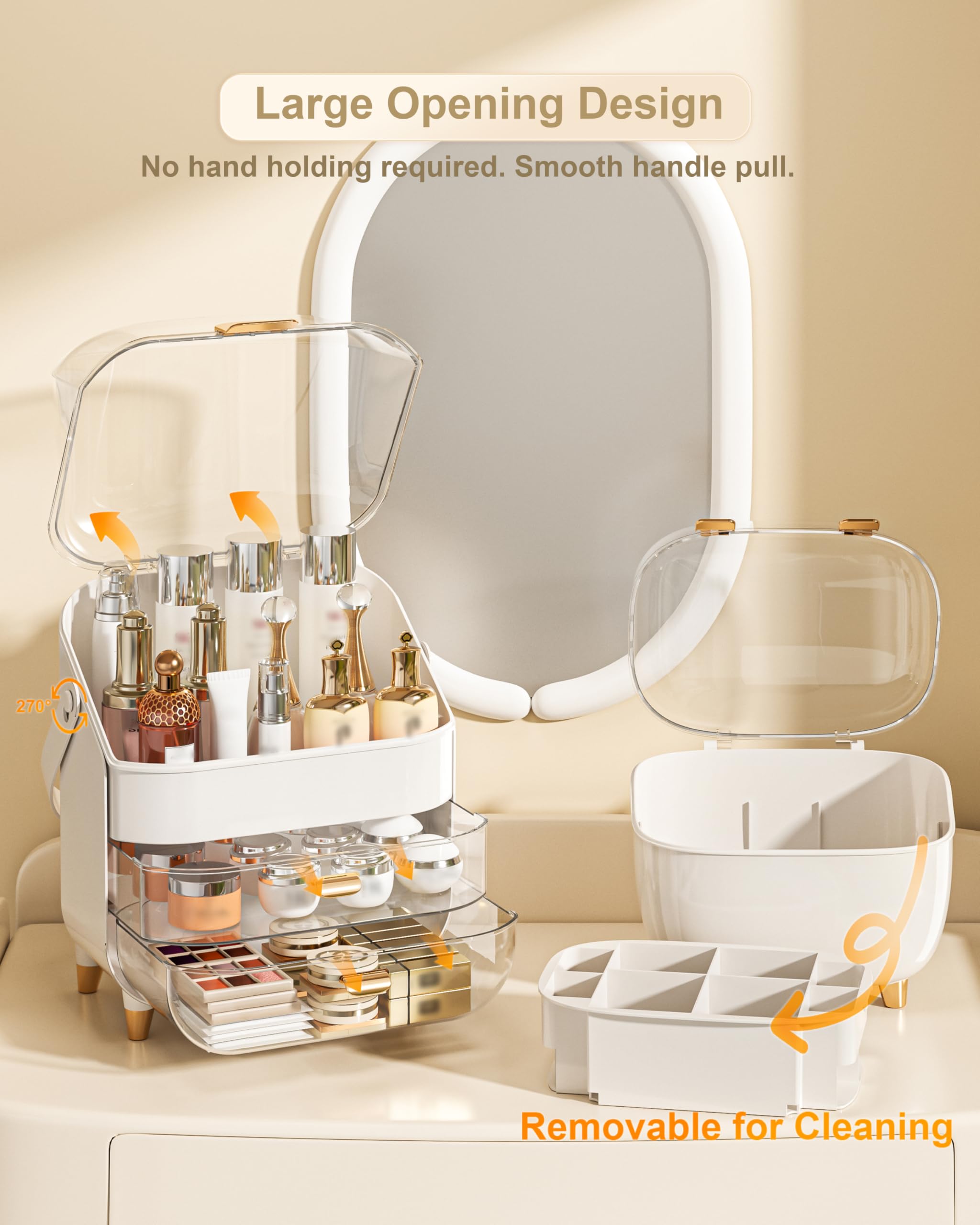 Anylady Plateau beauté rose doré pour un affichage clair et accès rapide.