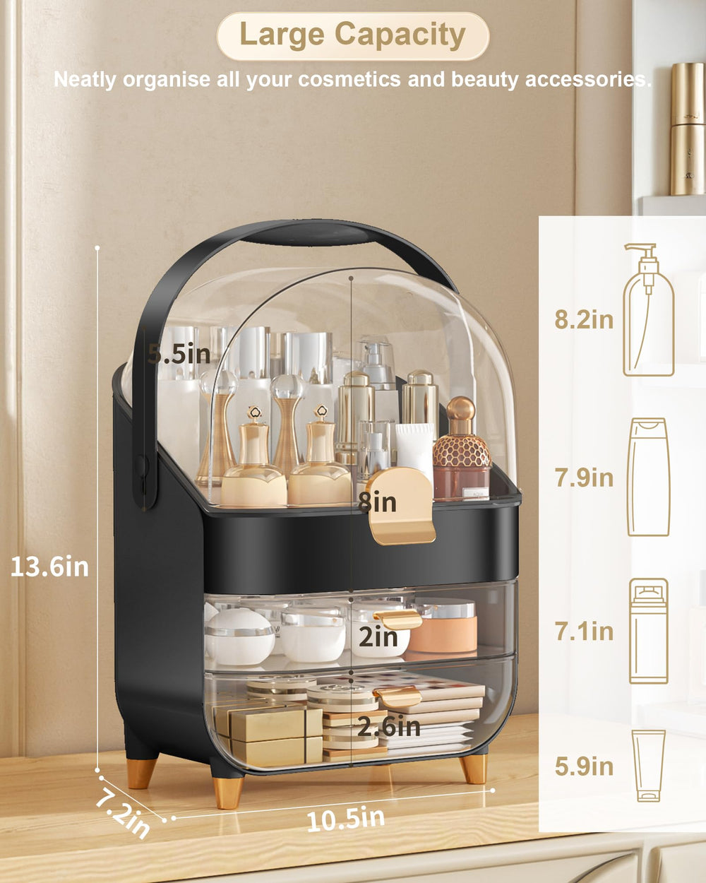AnyLady range-soin-peau avec étagères transparentes, visibilité rapide des produits.