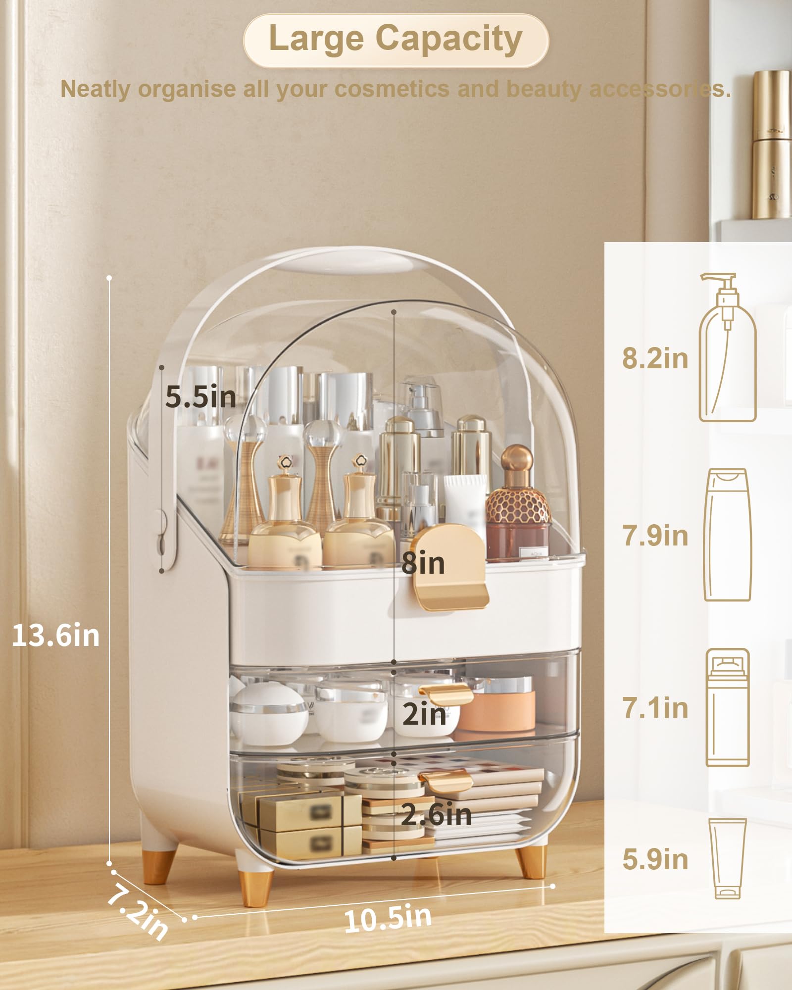 Anylady range soins visage sur étagère, rangement clair et pratique.