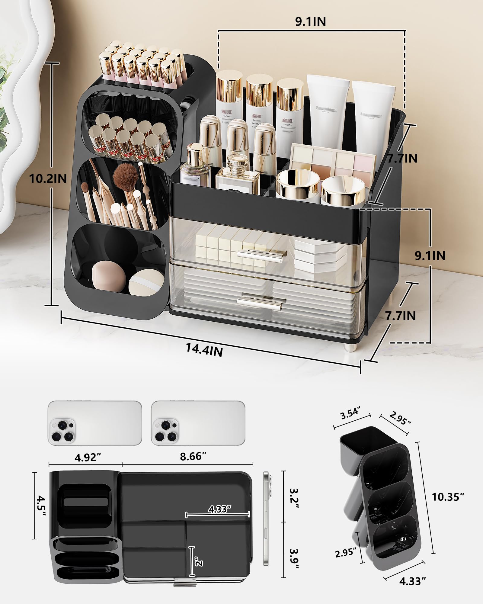 Anylady rangement soin de peau et parfums, organisation claire et facile d'accès.