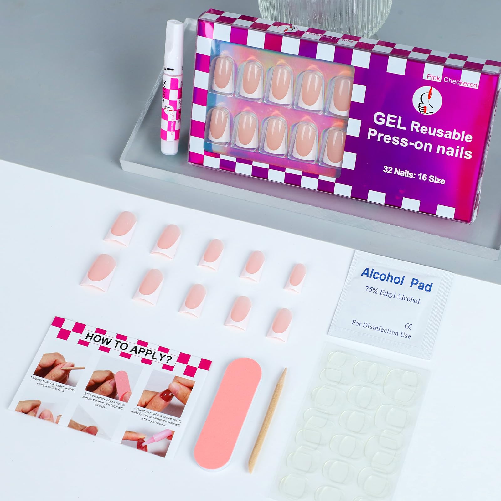 Anyos ongles français classique alcool pad pour dégraissage pré-pose.