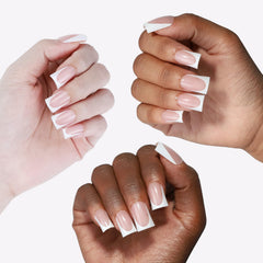 Anyos ongles français classique colle incluse pour fixation rapide et fiable.