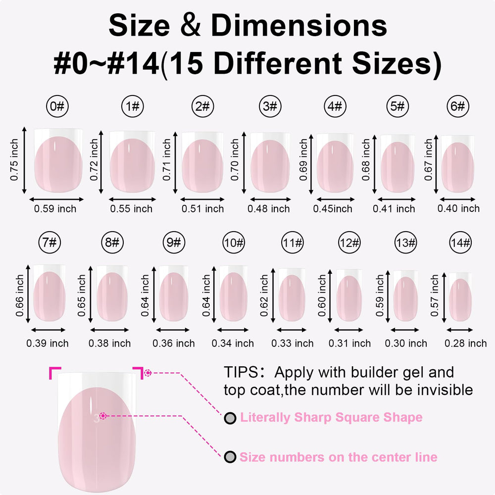 Anyos 15 tailles d'ongles, ajustement précis rose.