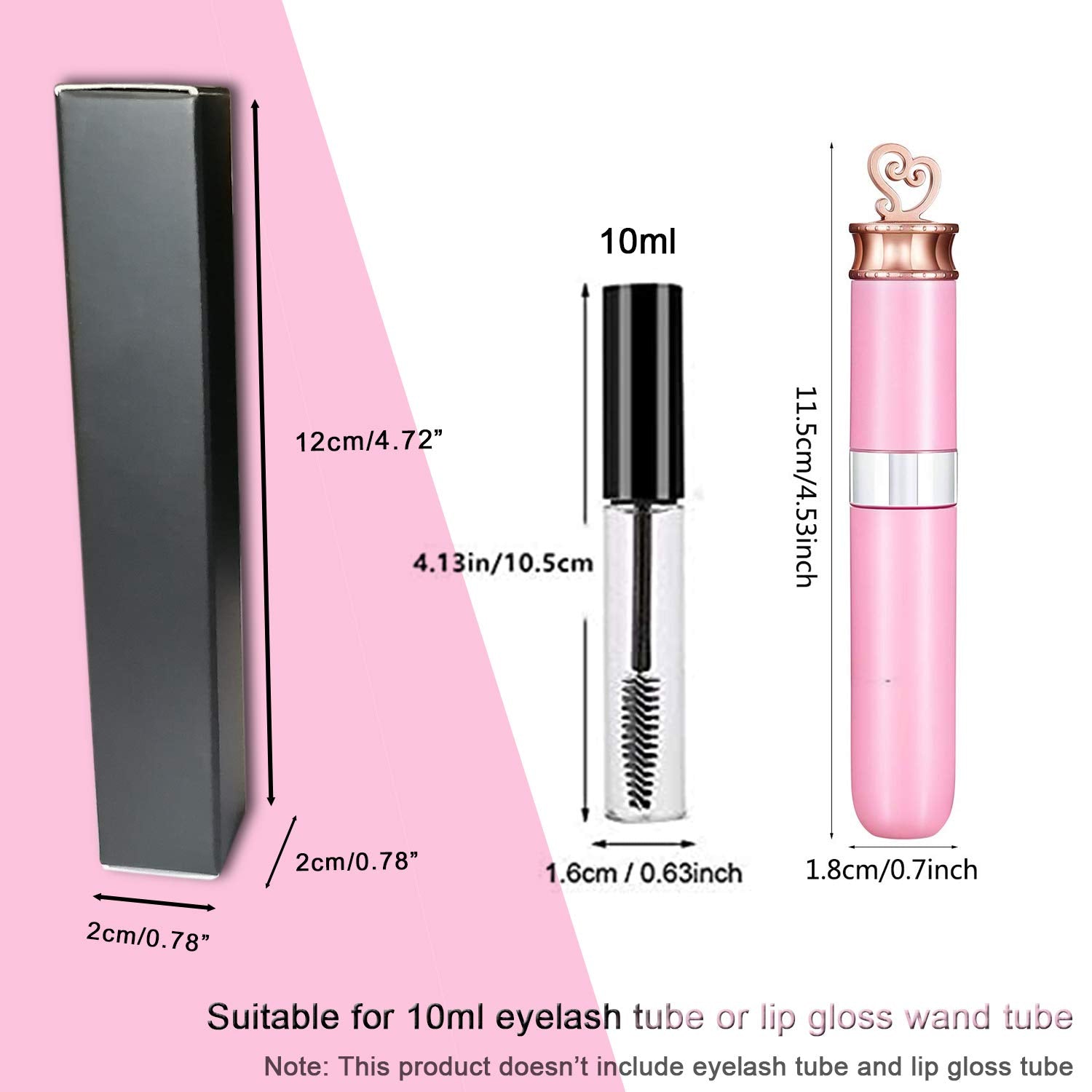 ANZKA boîte lip gloss format 12x2x2 cm, taille pratique pour petits contenants.