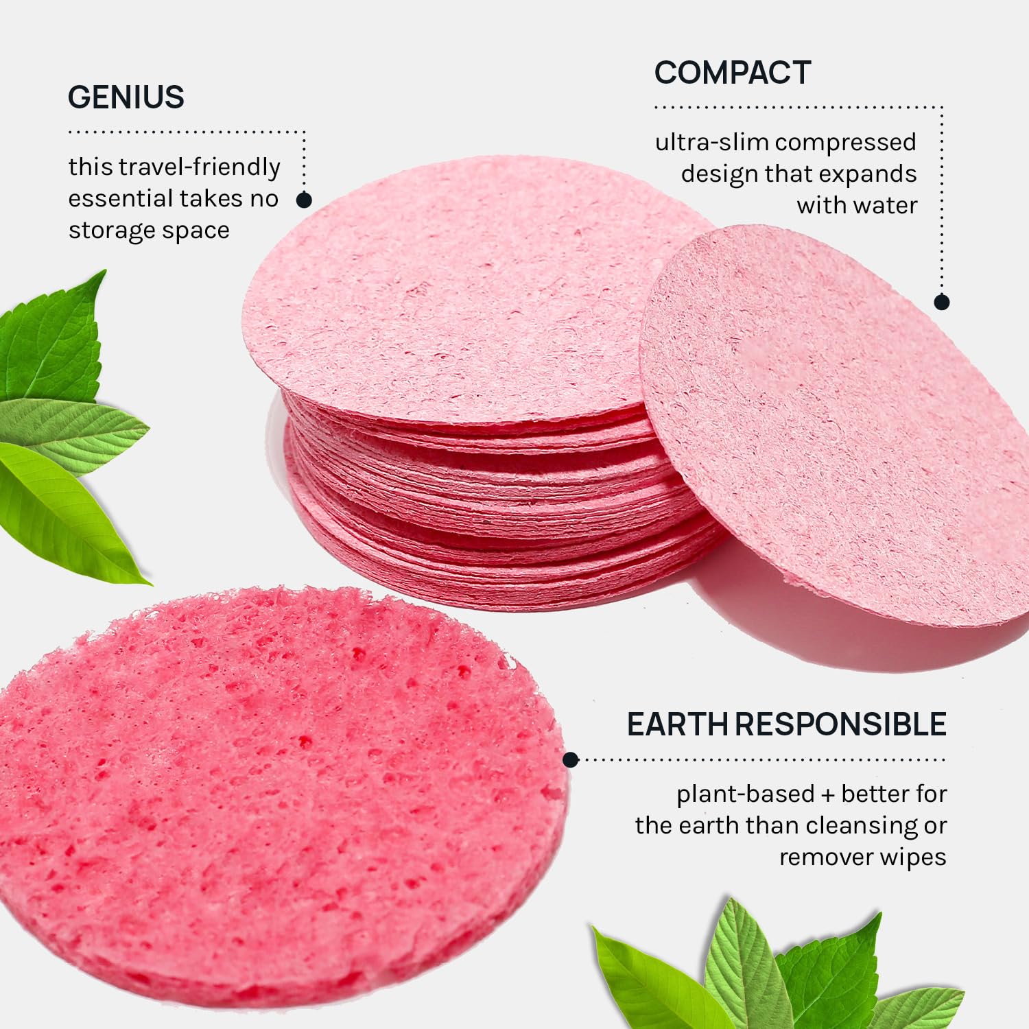 AOA STUDIO éponge visage rose exfoliation douce laisse peau lumineuse.
