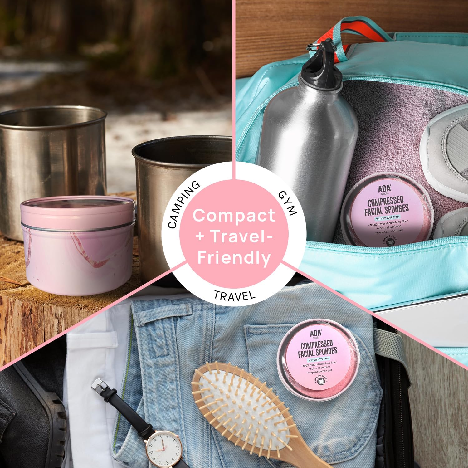 AOA STUDIO éponge visage rose parfaite pour masques et soins quotidiens.