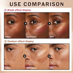 Échantillons de teintes blush et correcteur, nuances variées