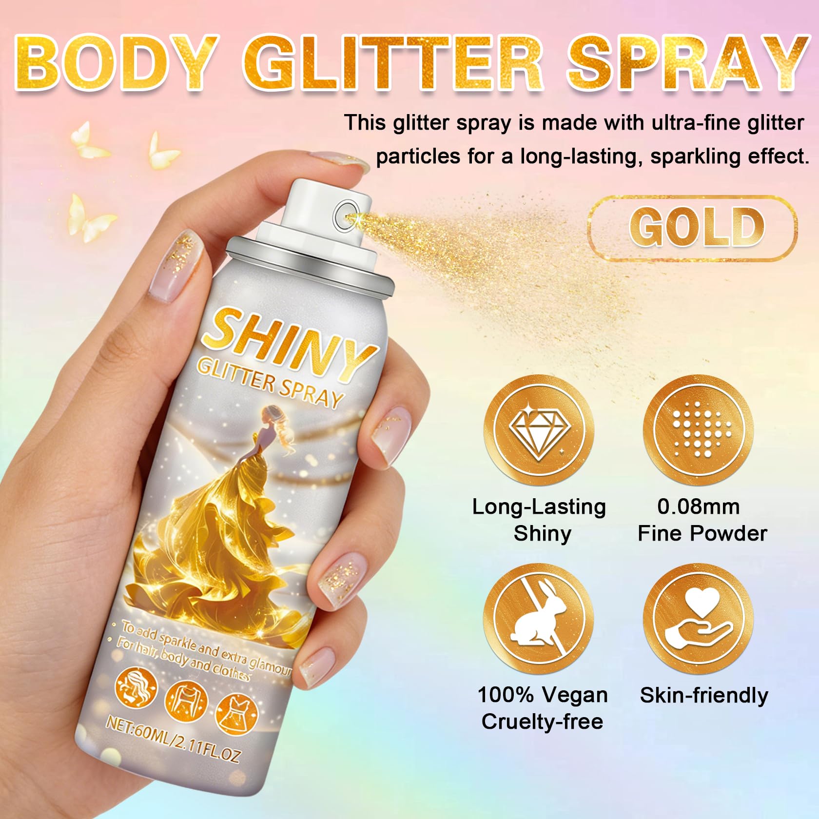 AOAZXBB spray pailleté cheveux: brillance durable pour les cheveux.