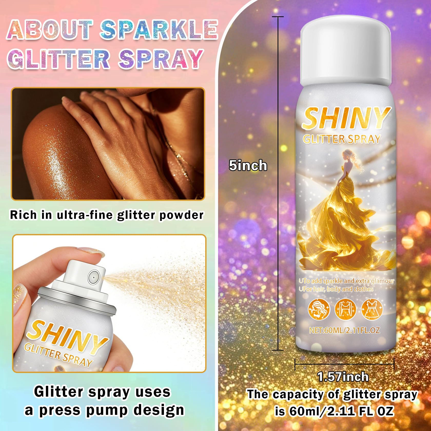 AOAZXBB spray pailleté jambes: touche scintillante pour les tenues.