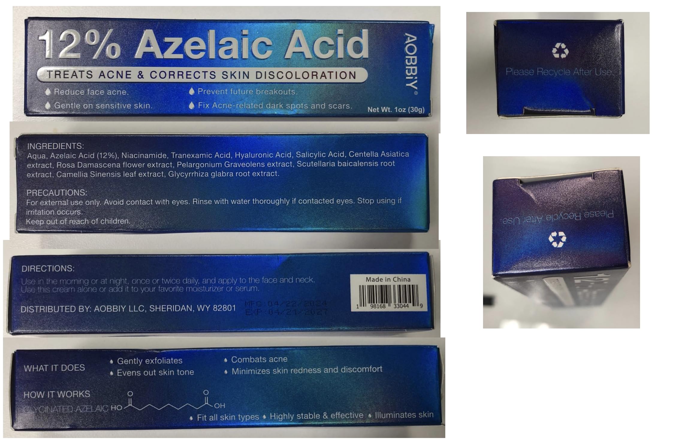 AOBBIY Crème azélaïque – soin équilibrant pour le visage
