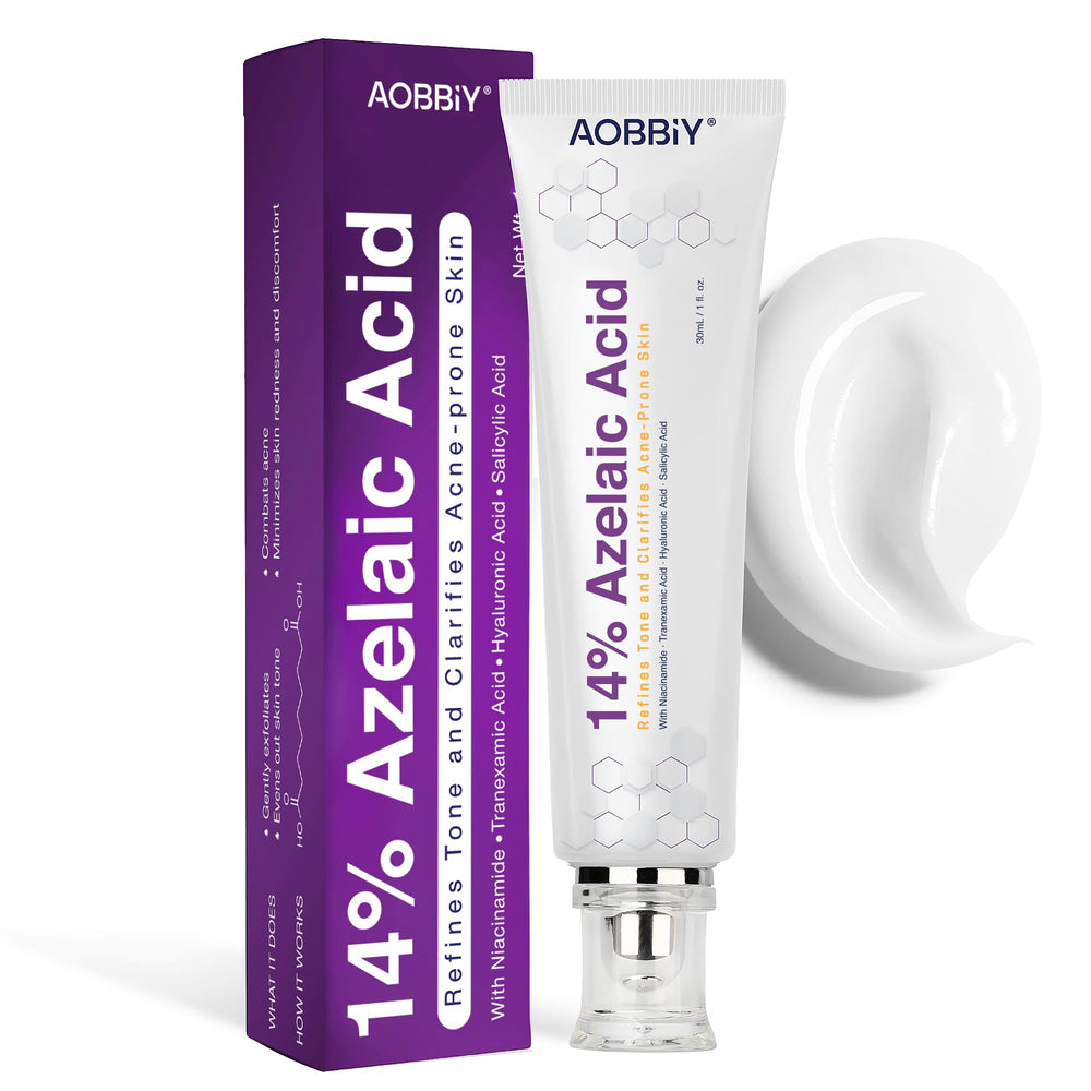 AOBBIY azelaic cream tube close-up highlighting texture and redness-relief potential