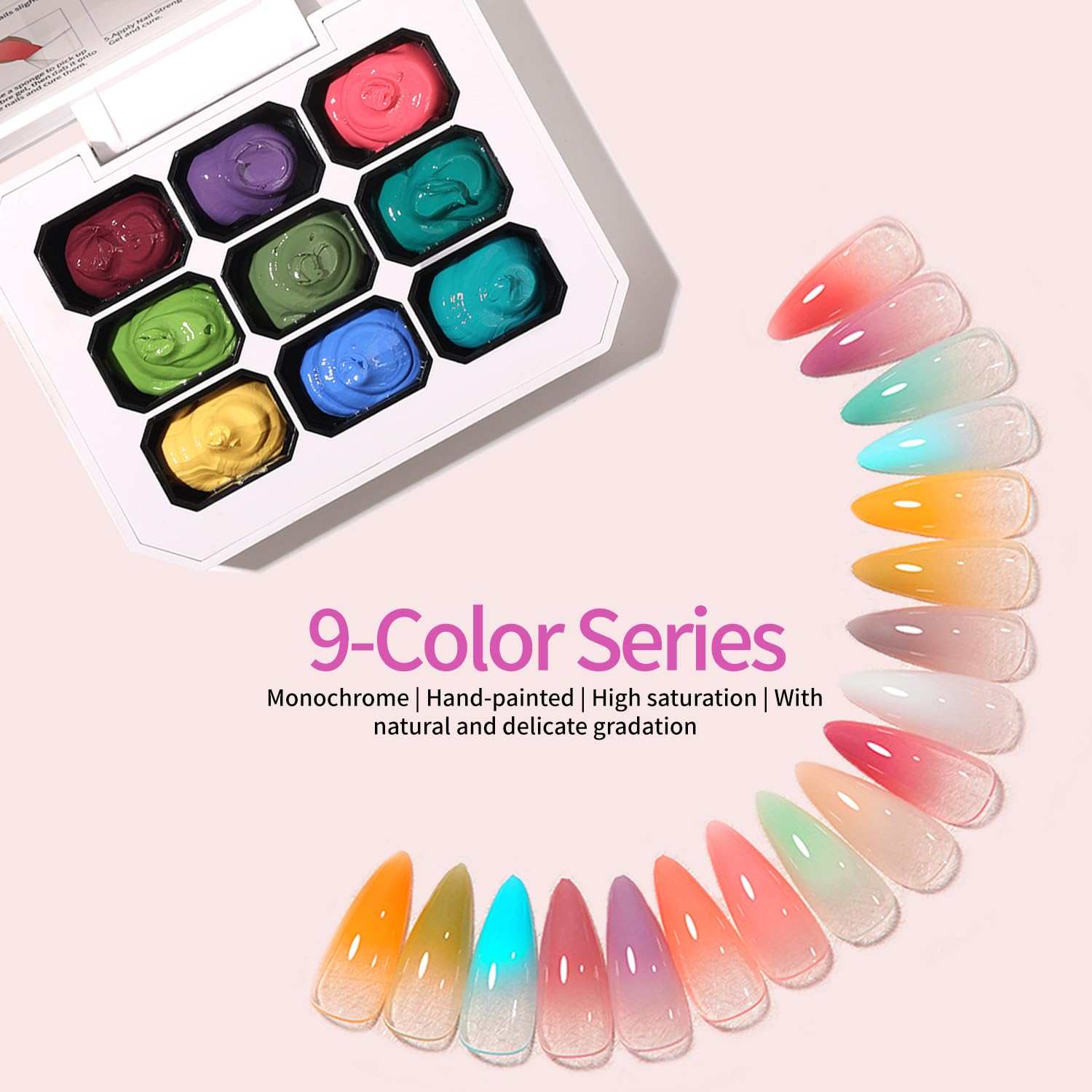 AOBOO Effet blush dégradé pour ongles doux et naturels