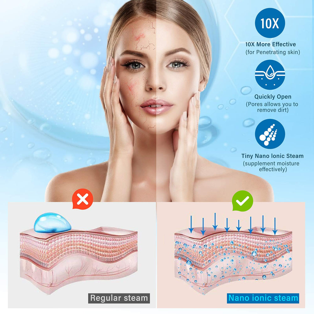 AOEDEO appareil vapeur visage produit une brume fine et continue pour peau hydratée