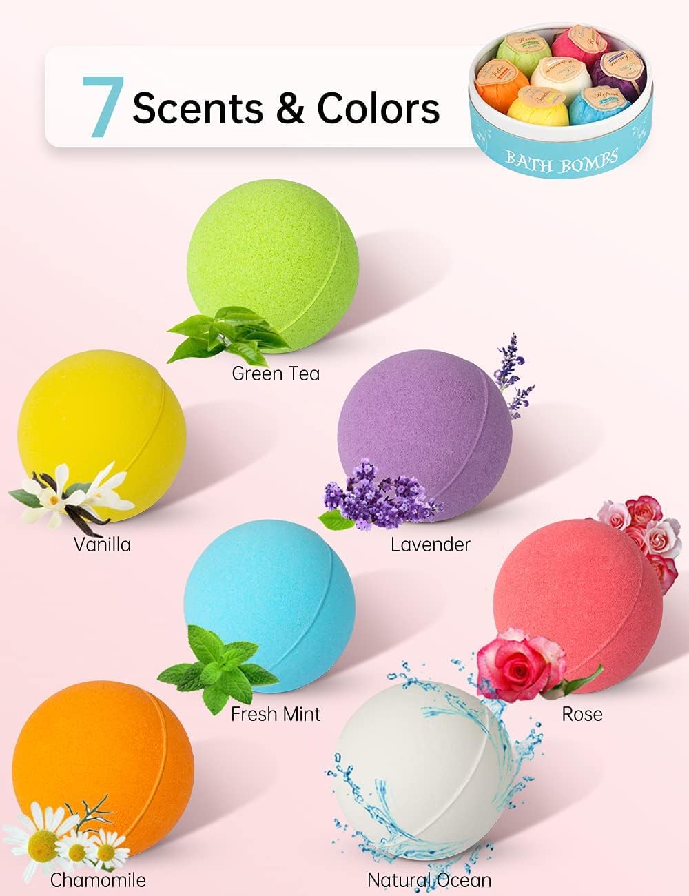 Bombe de bain Aofmee, couleurs éclatantes pour ambiance zen.