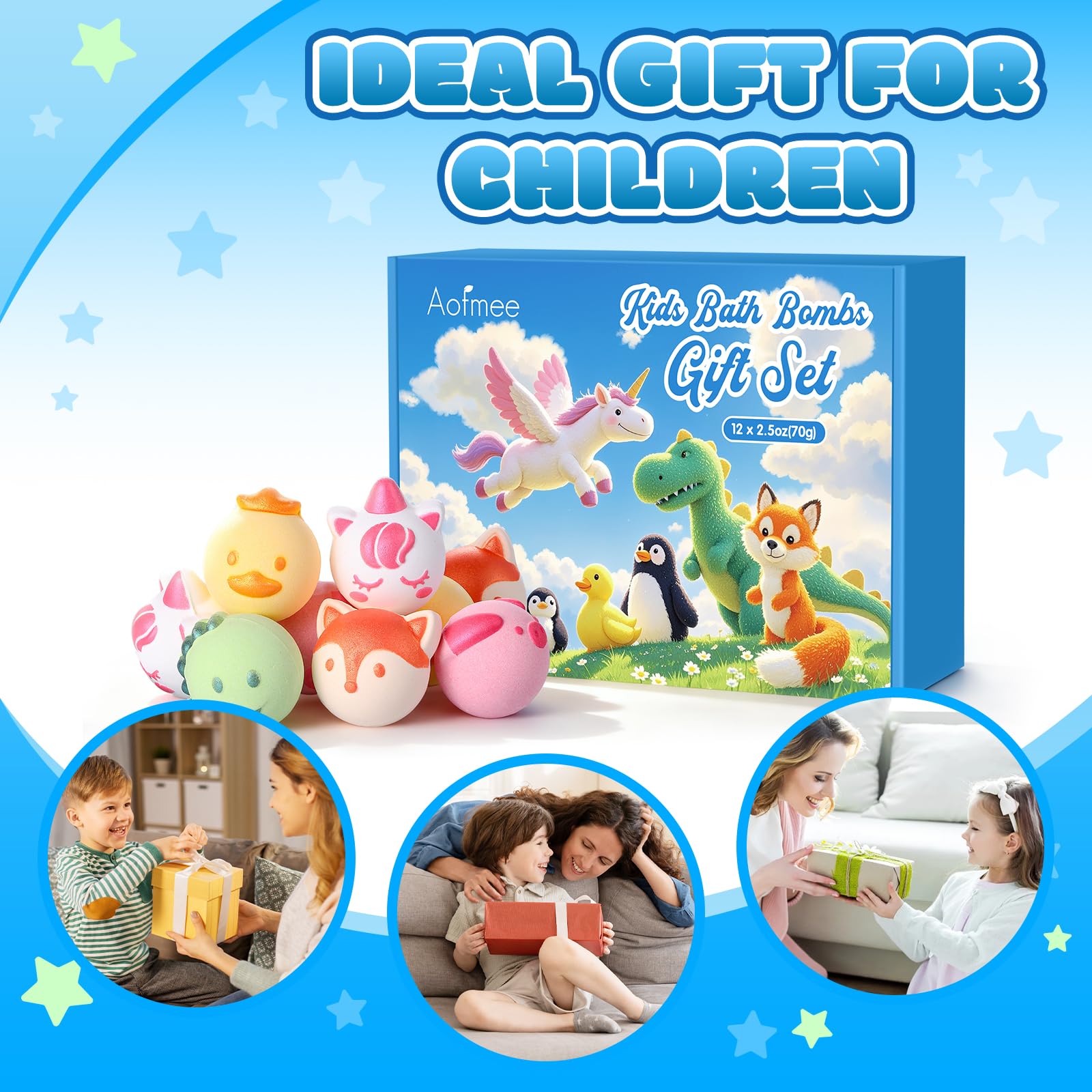 Aofmee bombes de bain – coffret cadeau coloré prêt à offrir