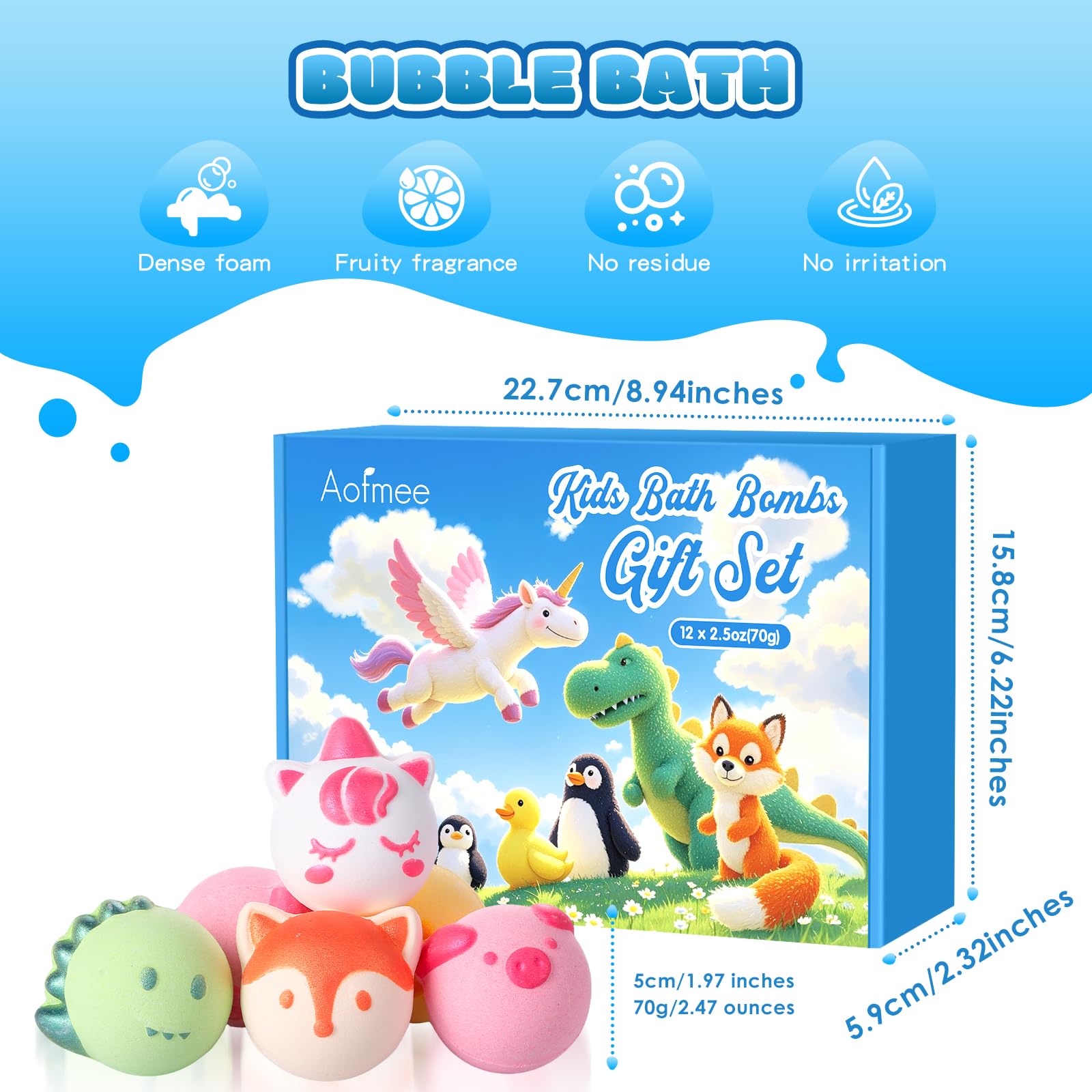 Aofmee bombes de bain – packaging coloré prêt à offrir