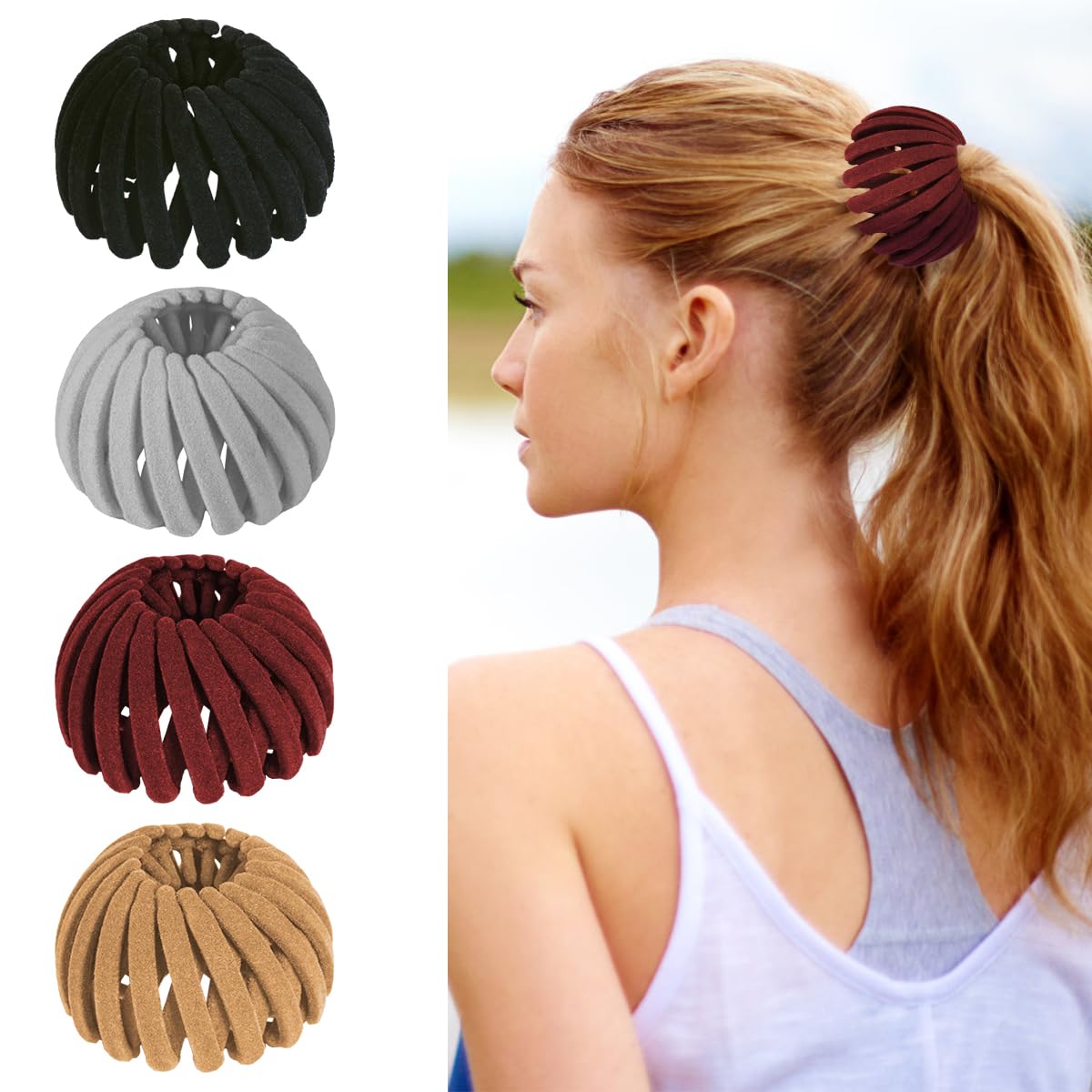 Attache-cheveux Aokid chignon nid d'oiseau extensible pour un style élégant.