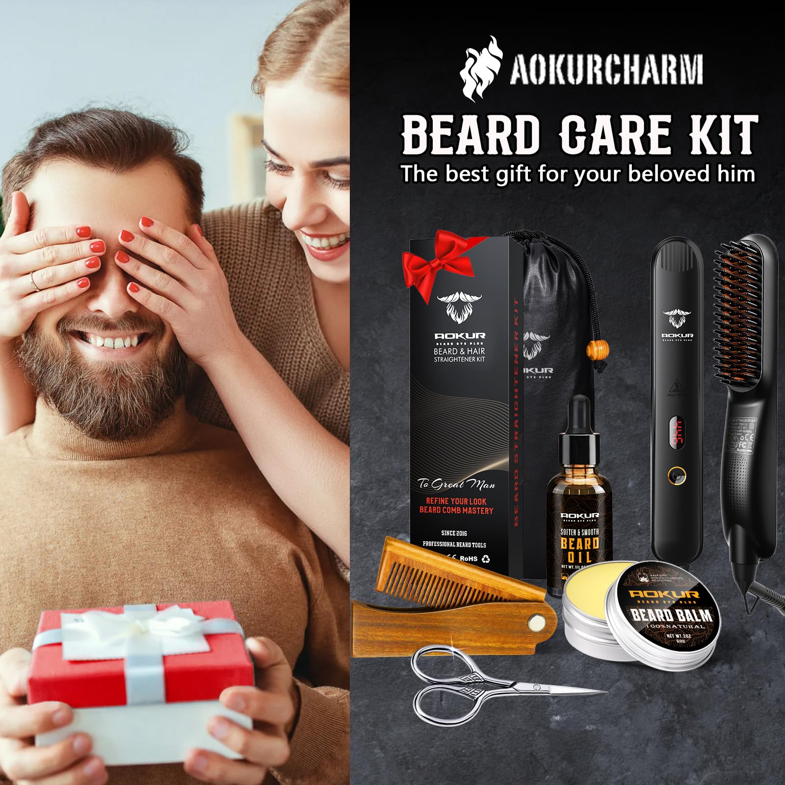 Aokur coffret soin barbe – pratique voyage et rangement.