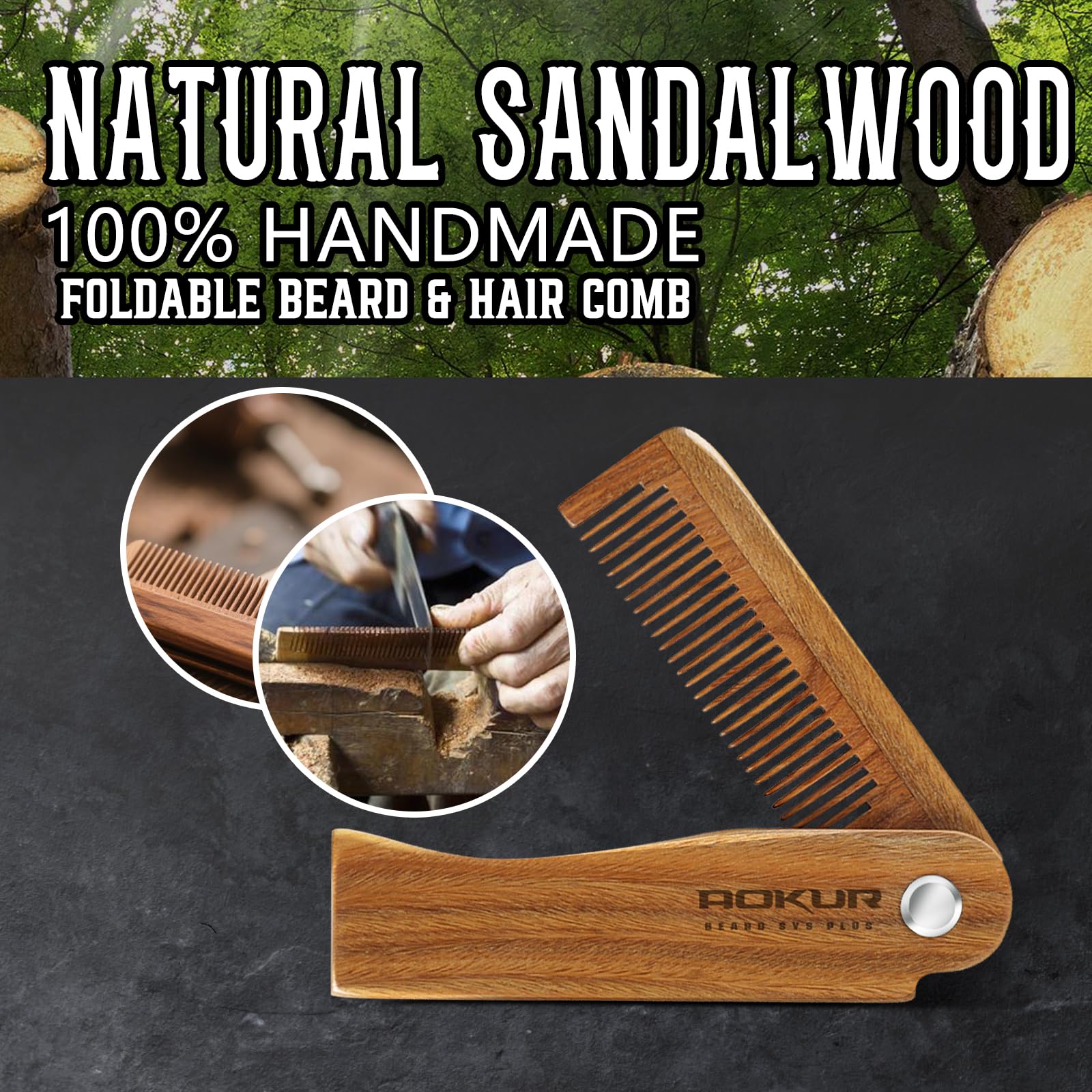 Aokur peigne santal bois pliable anti-statique pour coiffage rapide.