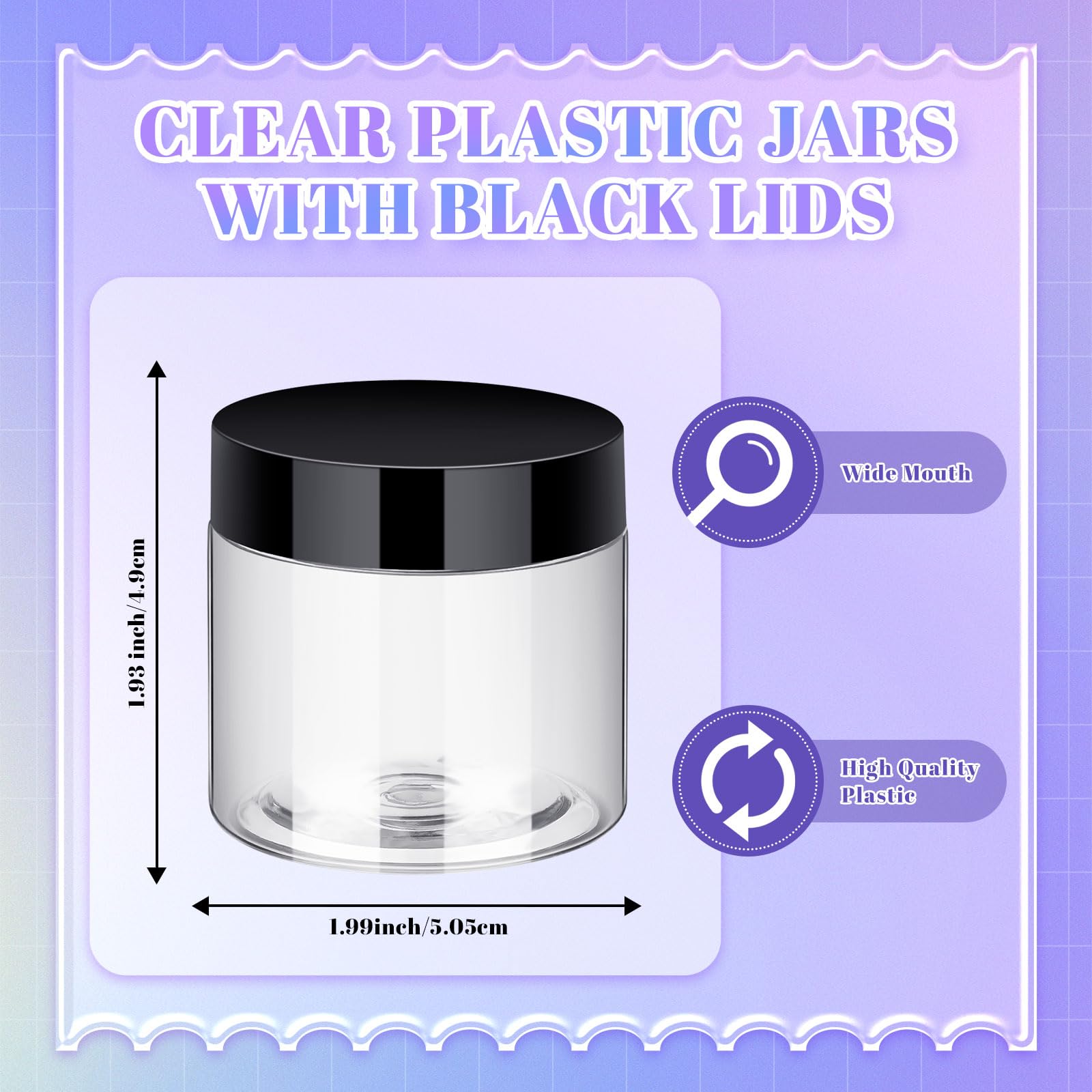 Contenant translucide Aoriher 2oz pour voir le contenu facilement et étiqueter.