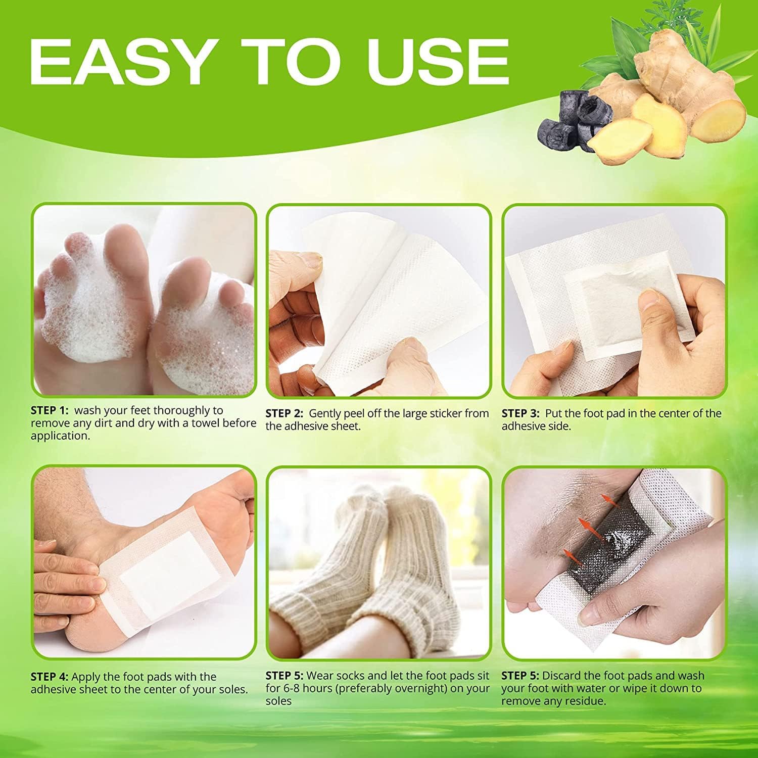 AOSORW foot pads on clean dry feet show easy placement.