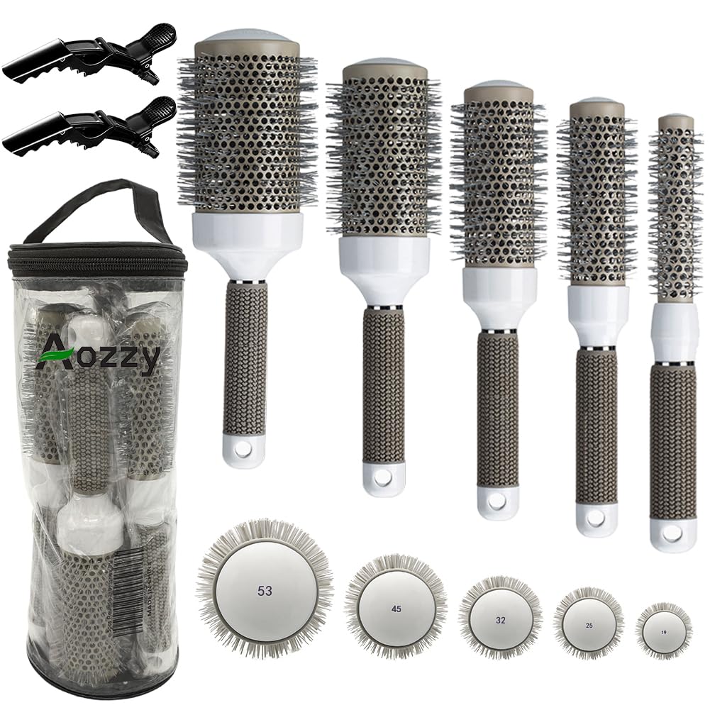Aozzy brosse ronde 19 mm céramique ionique pour séchage rapide sans frisottis