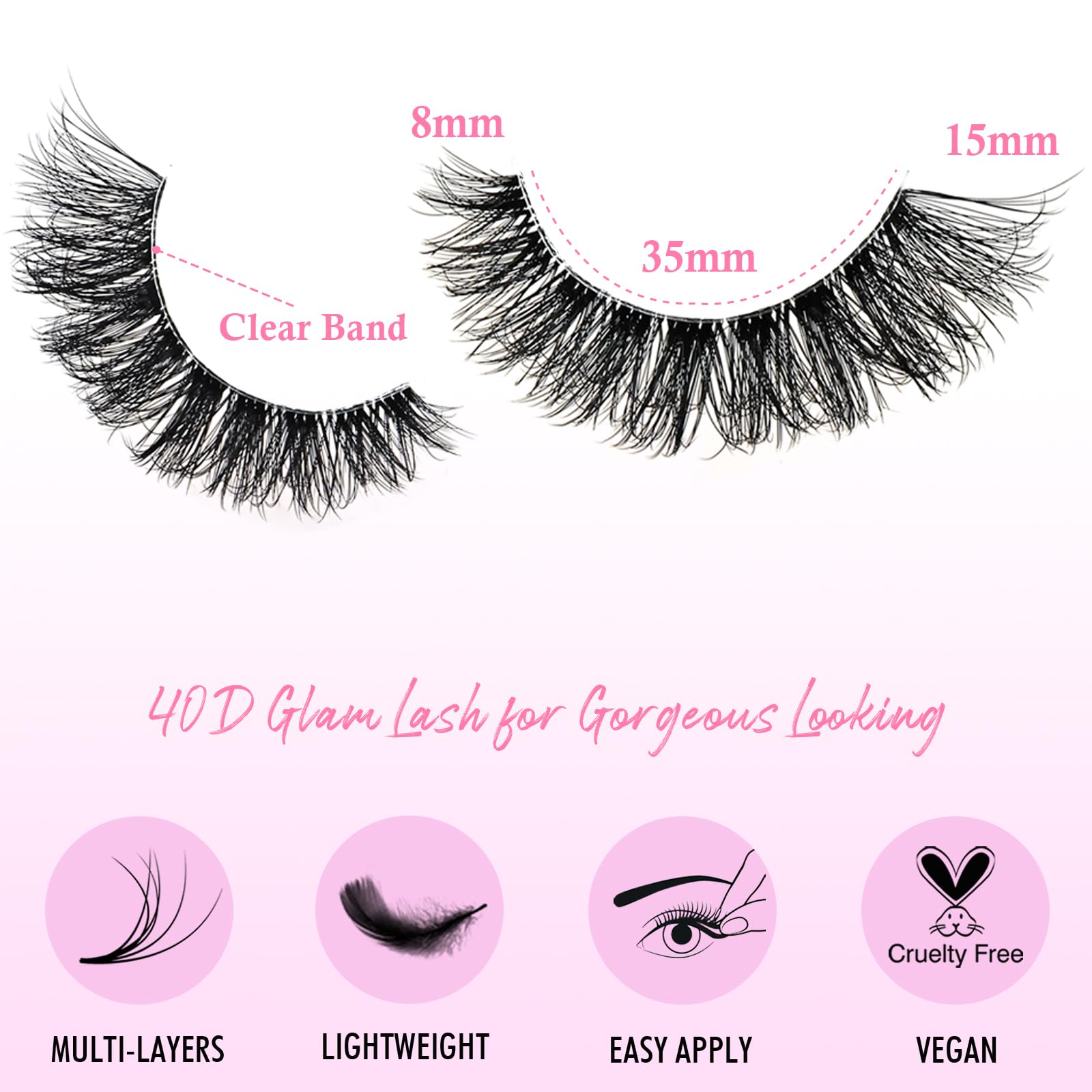 APCYUST cils faux, bande invisible claire pour fusion parfaite.