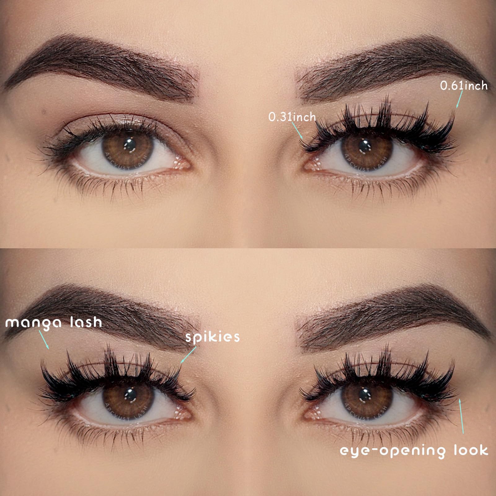 APCYUST Cils Manga – longueurs 8–16 mm pour varier l’effet selon la forme des yeux