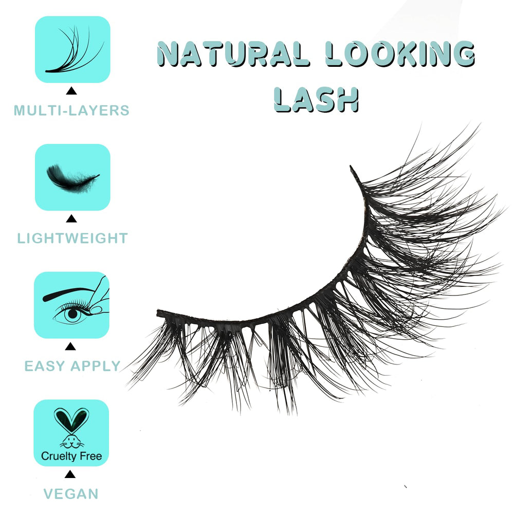 APCYUST cils mink demi-wispies pour agrandir le regard sans lourdeur.