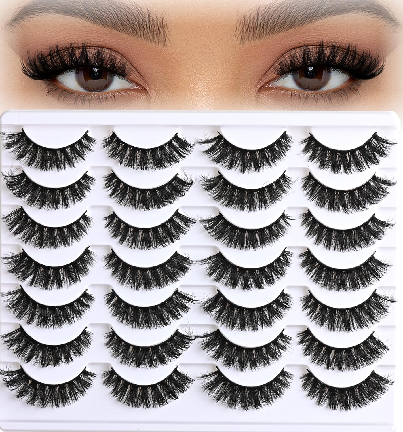 Cils APCYUST volume mink, 14 paires, effet œil de chat naturel.
