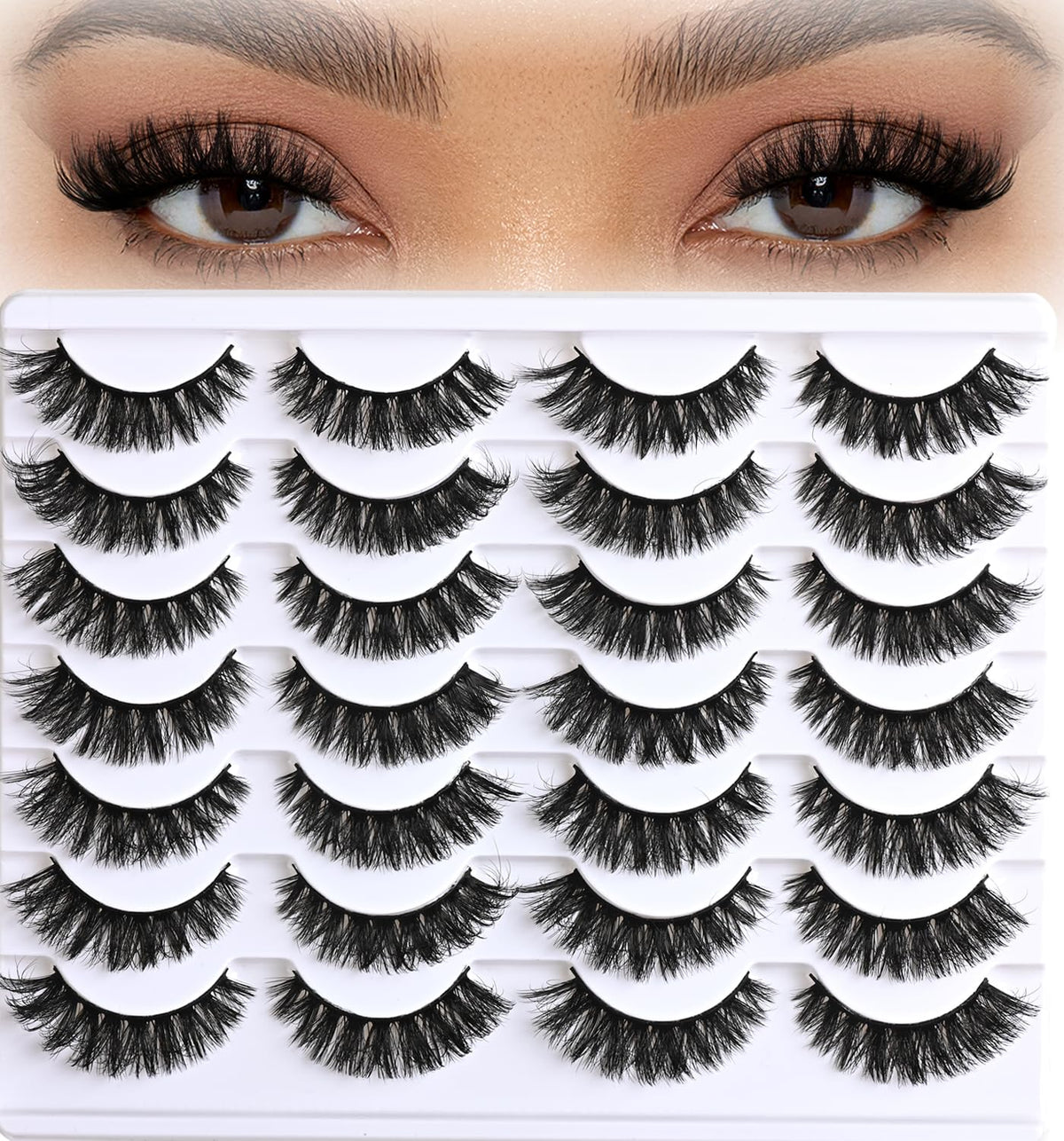 Cils APCYUST volume mink, 14 paires, effet œil de chat naturel.