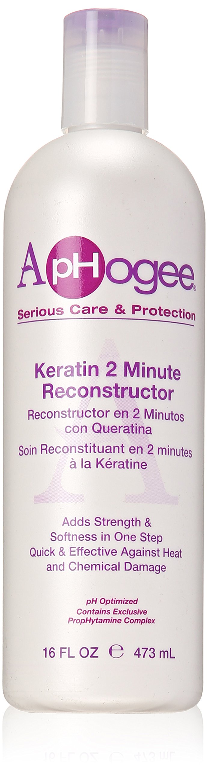 Aphogee bouteille rénovateur à la kératine pour cheveux renforcés.