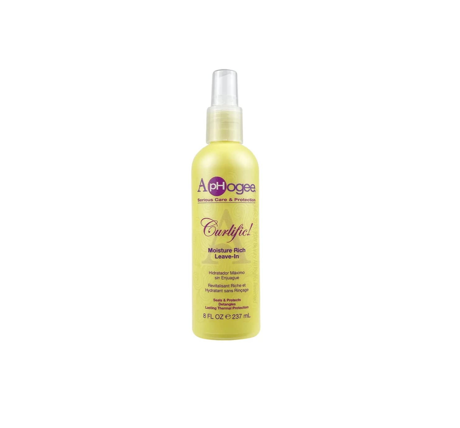 Aphogee Curlific Hydratation-Riche Soin Sans Rinçage : bouteille 8 oz prête au coiffage.
