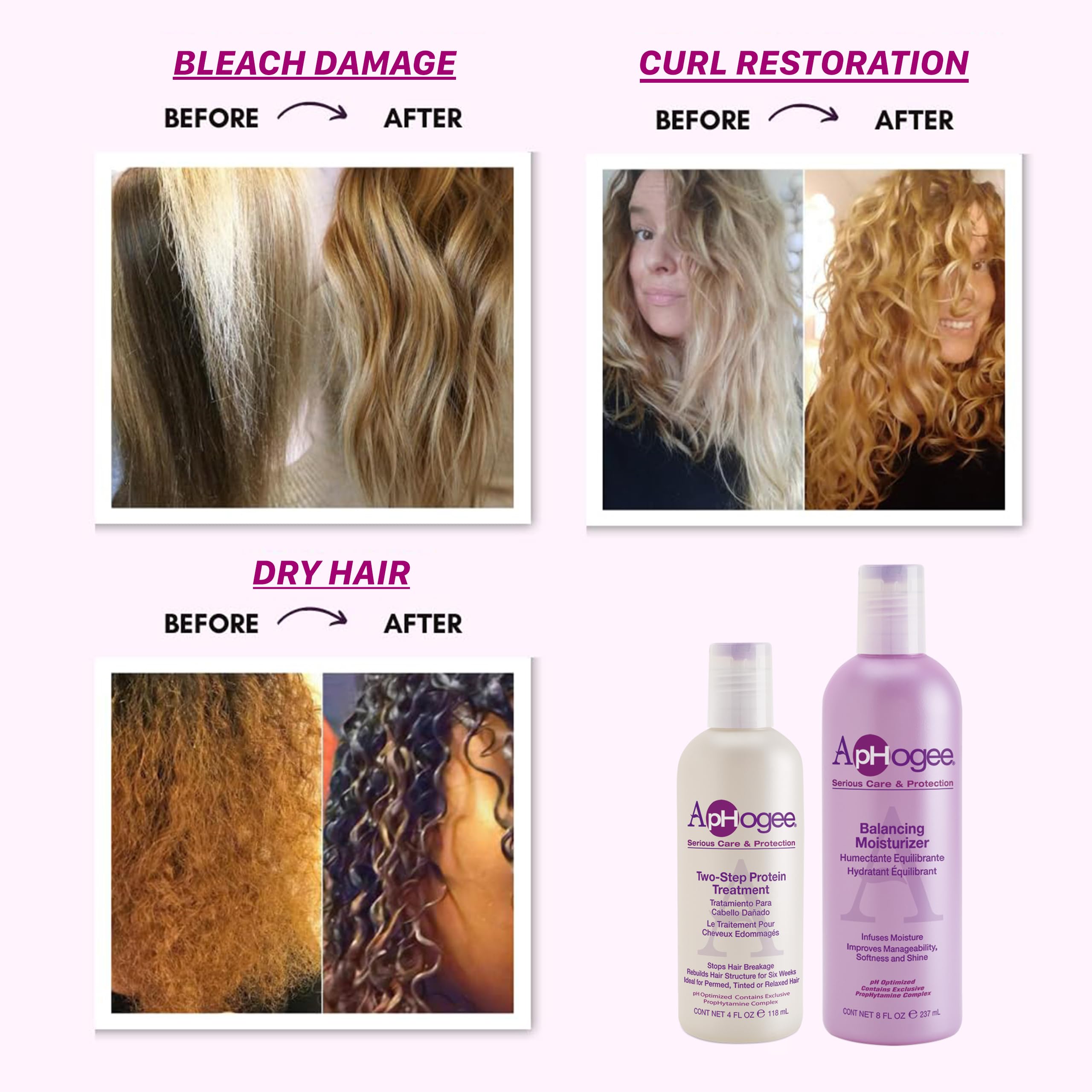 Aphogee hydratant application cheveux, geste rapide pour texture souple.