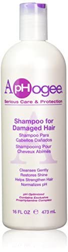 Aphogee Shampoing Cheveux Endommagés – lavage doux et mousse dense, révélation de brillance et facilité de coiffage.