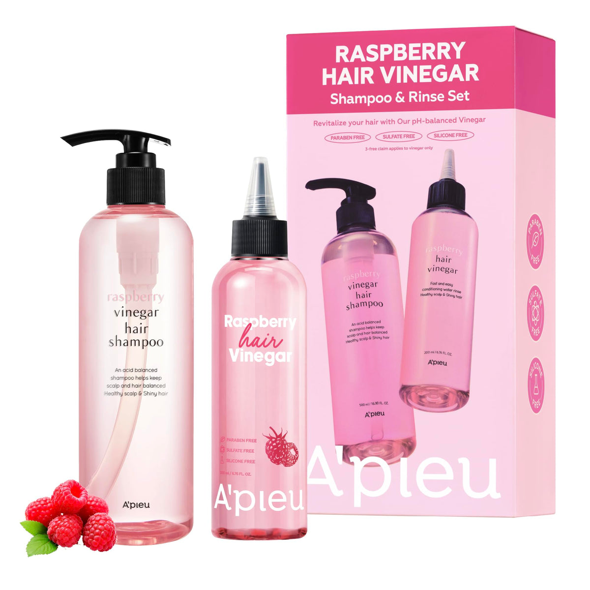 A’PIEU shampooing framboise – parfum fruité et nettoyage en profondeur.