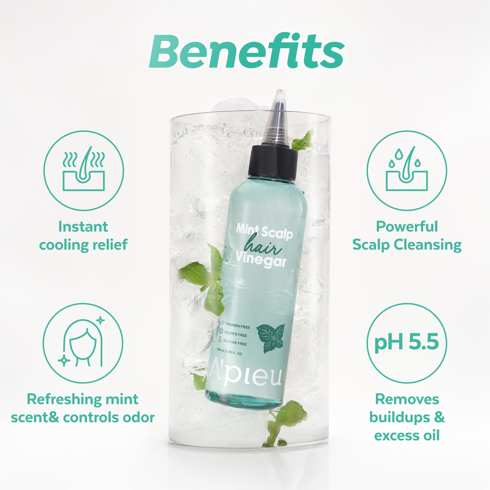 A'PIEU Vinaigre Menthe - Démêlage: cheveux plus faciles à démêler