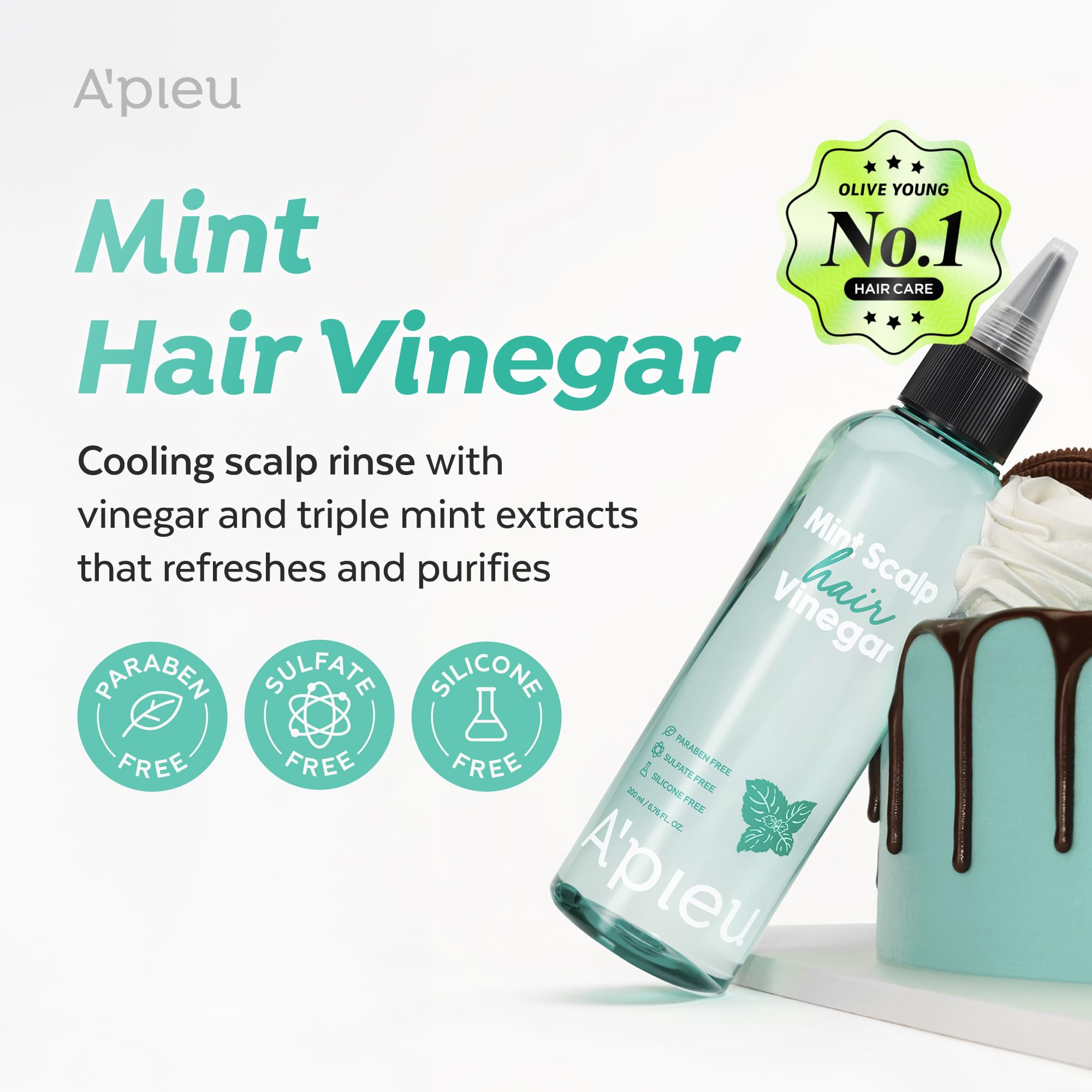 A'PIEU Vinaigre Menthe - Goutte: verse facilement pour purifier le cuir chevelu
