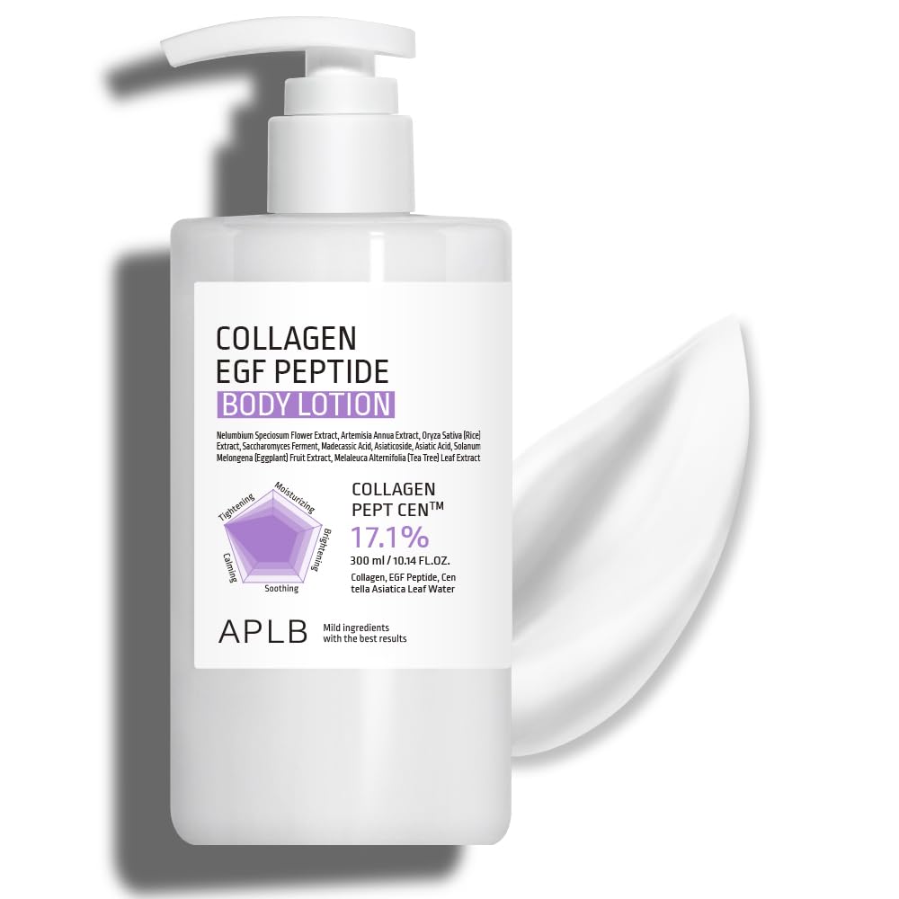 APLB Collagen EGF Peptide lotion pour le corps, bouteille visible, hydratation et soin en profondeur.