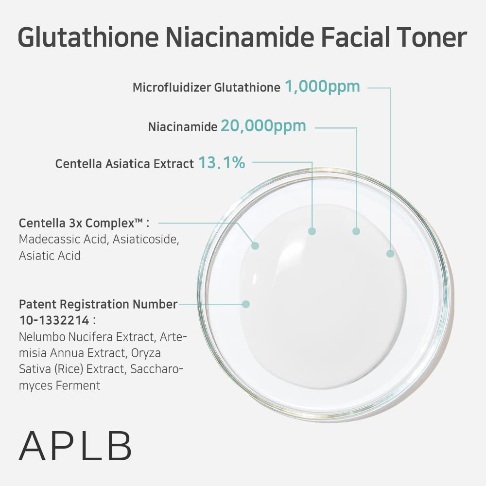 APLB tonique Glutathione Niacinamide - emballage net et design sobre