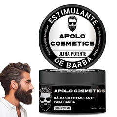 Baume stimulant Apolo Cosmetics, bouteille noire, hydratation et soin de la barbe