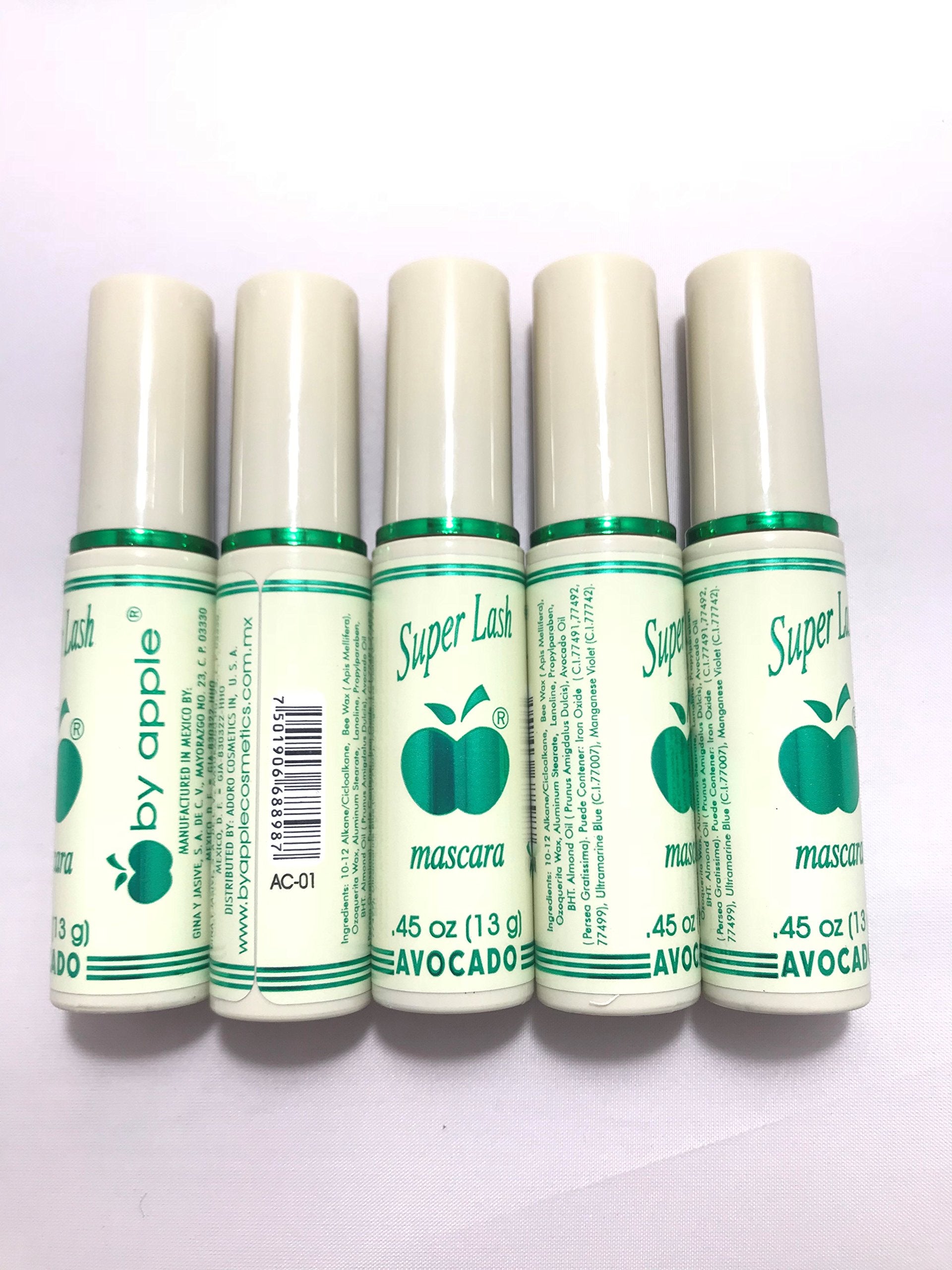 Mascara Apple Cosmetic Super Lash Avocado Noir pour des cils volumineux et définis.